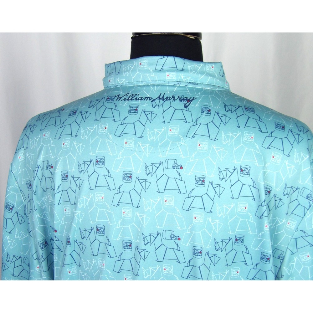 William Murray Short Sleeved Stretch Dog Print Performance Golf Shirt Men's XL - Picture 6 of 8